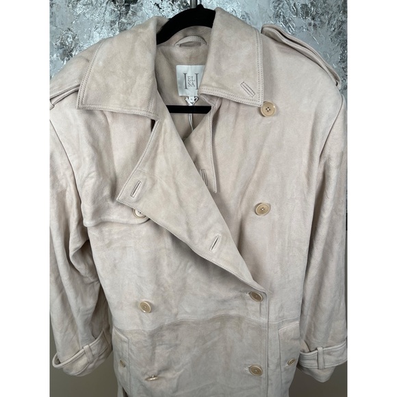 Helsa Suede Double Breasted Belted Oversized Long Trench Coat in Clay Size M - Picture 5 of 14